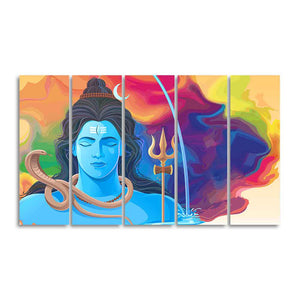 Abstract Art Lord Shiva Wall Painting Set of Five