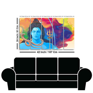 Abstract Art Lord Shiva Wall Painting Set of Five