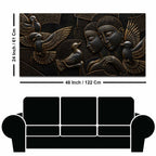 Abstract Love Couple with Flying Birds Metallic Look 3D Canvas Wall Painting