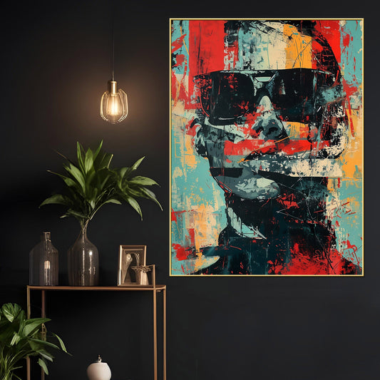 Abstract Man With The Glasses Cotton Canvas Wall Painting