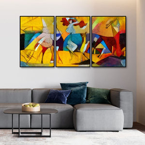 Abstract Modern Art Floating Canvas Wall Painting Set of Three