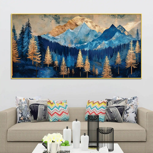 Abstract Mountain Forest Canvas Painting for Modern Home Decor