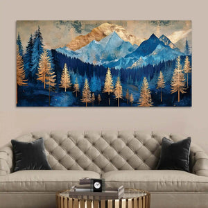 Abstract Mountain Forest Canvas Painting for Modern Home Decor