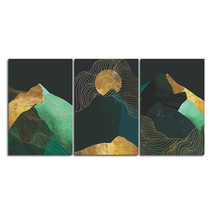 Abstract Mountains and Line Art Wall Painting of 3 Pieces