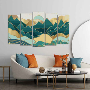 Abstract Mountains Luxurious Pattern Wall Painting of Five Pieces