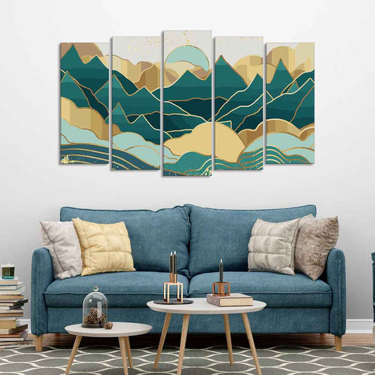 Abstract Mountains Luxurious Pattern Wall Painting of Five Pieces