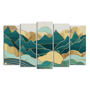 Abstract Mountains Luxurious Pattern Wall Painting of Five Pieces