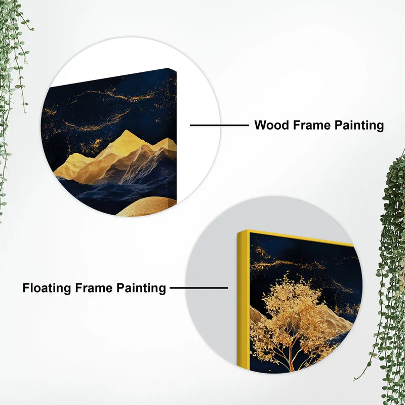 Abstract Night Mountain Deer Canvas Painting