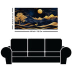 Abstract Night Mountain Deer Canvas Painting