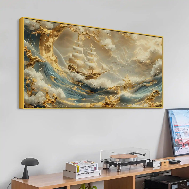 Abstract Ocean Ship Canvas Painting