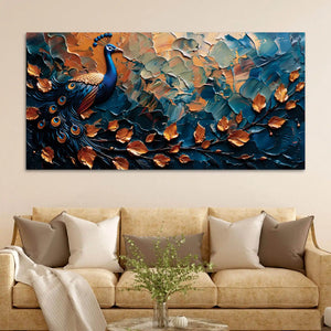 Abstract Peacock Canvas Painting for Modern Home Interior Décor