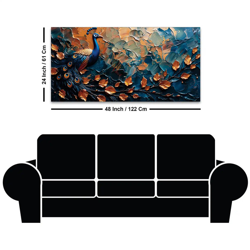 Abstract Peacock Canvas Painting for Modern Home Interior Décor