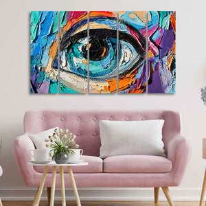 Abstract Picture of a Beautiful Girl's Eye Canvas Wall Painting of Five Pieces