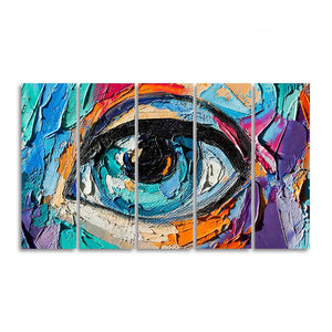 Abstract Picture of a Beautiful Girl's Eye Canvas Wall Painting of Five Pieces