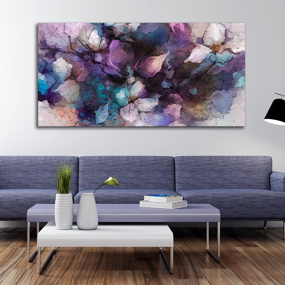 Abstract Purple Ethereal Floral Design Premium Canvas Wall Painting