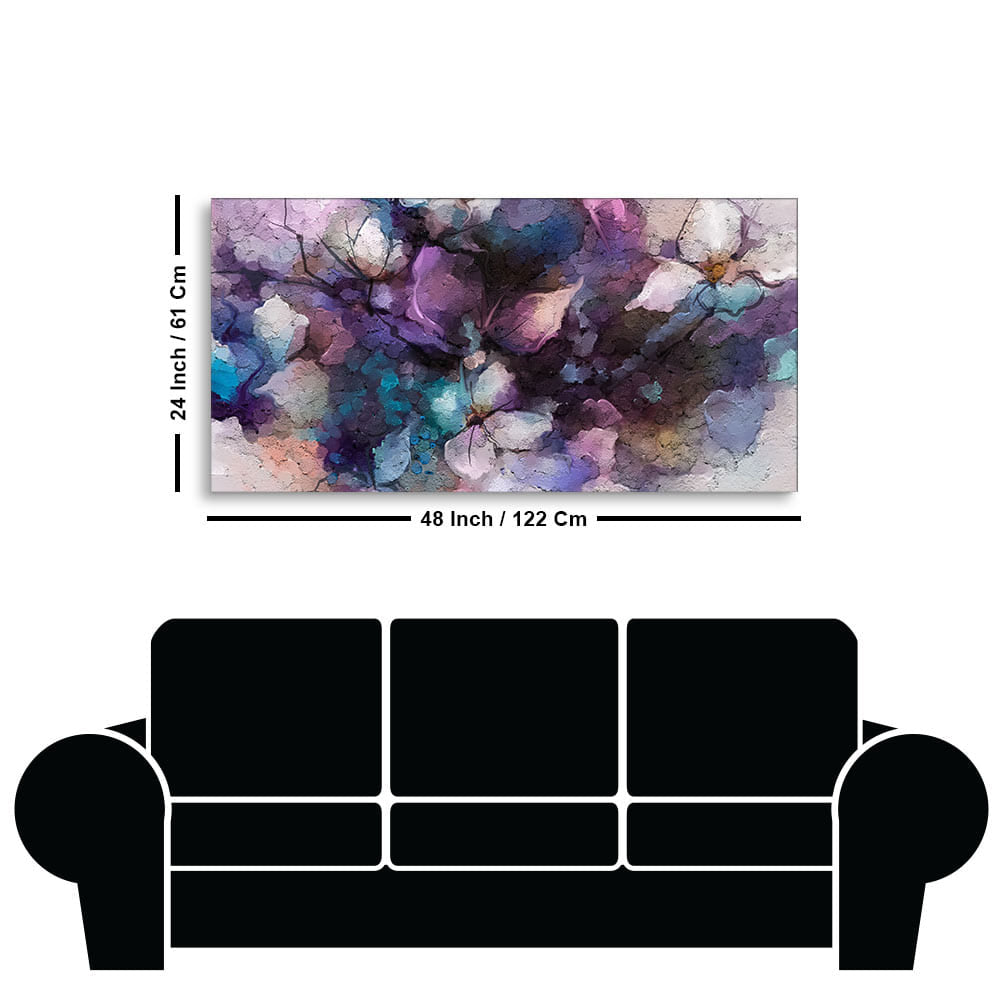 Abstract Purple Ethereal Floral Design Premium Canvas Wall Painting