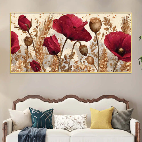 Abstract Red Poppy Flower Canvas Wall Art Painting for Home Decor
