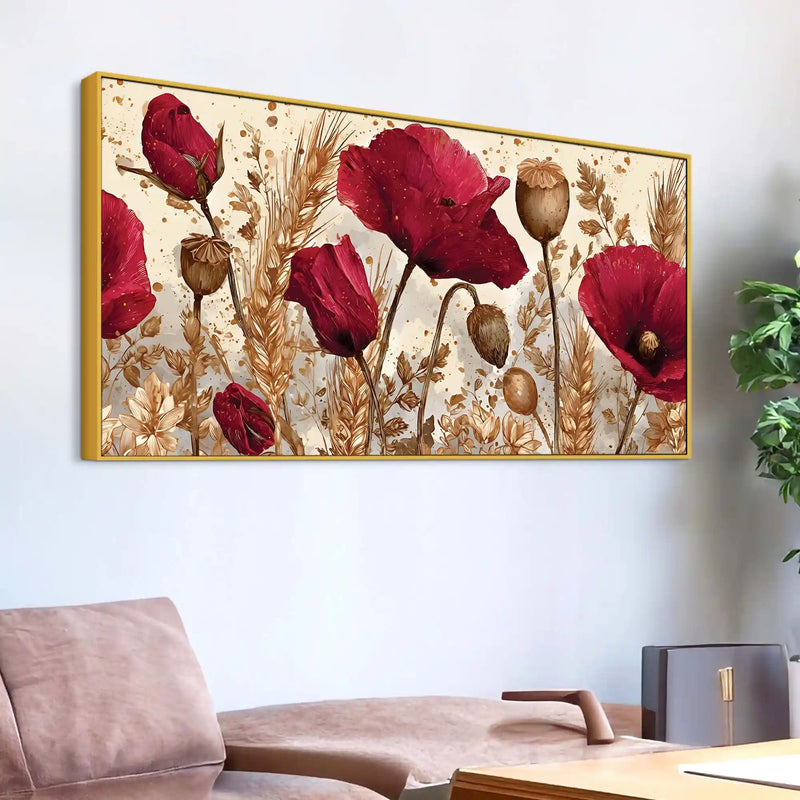 Abstract Red Poppy Flower Canvas Wall Art Painting for Home Decor