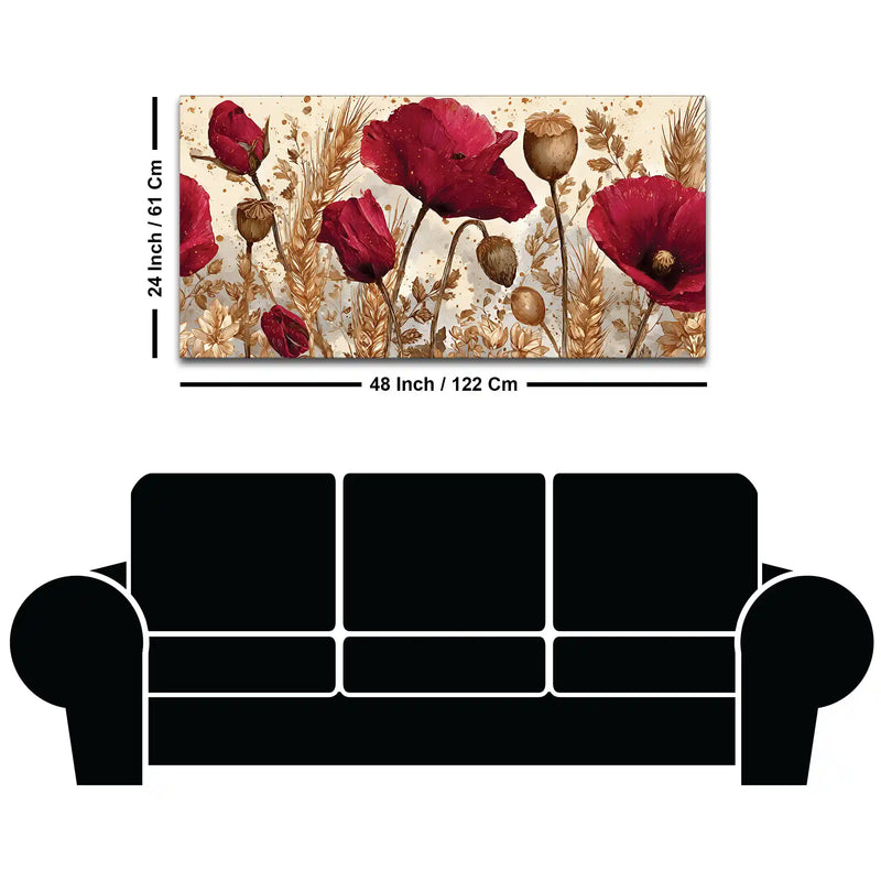 Abstract Red Poppy Flower Canvas Wall Art Painting for Home Decor