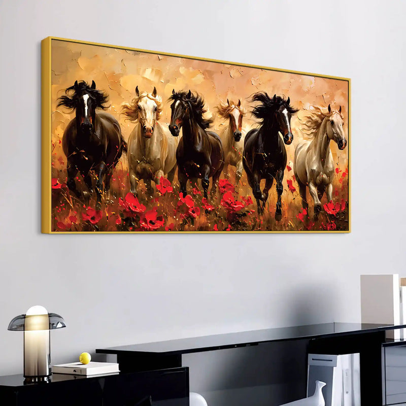 Abstract Running Horses Canvas Wall Art Painting