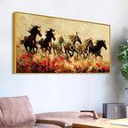 Abstract Running Wild Horses Canvas Painting
