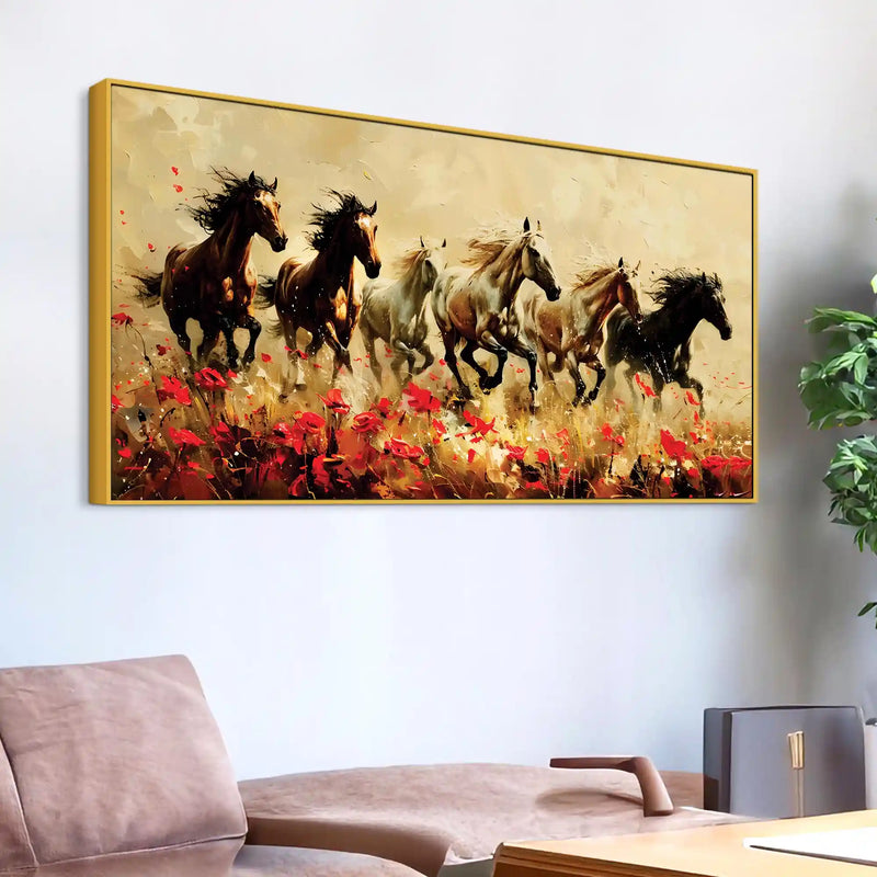 Abstract Running Wild Horses Canvas Painting