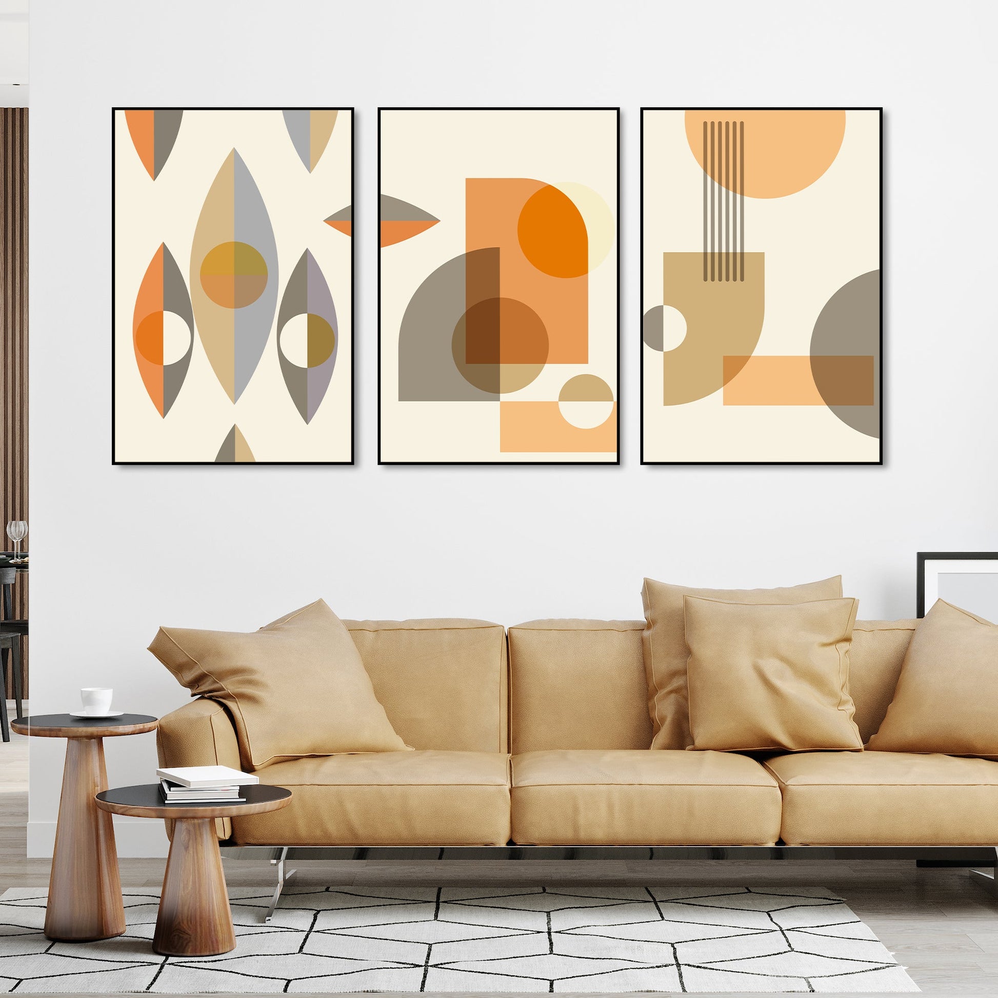 Abstract Shapes Floating Canvas Wall Painting Set of Three