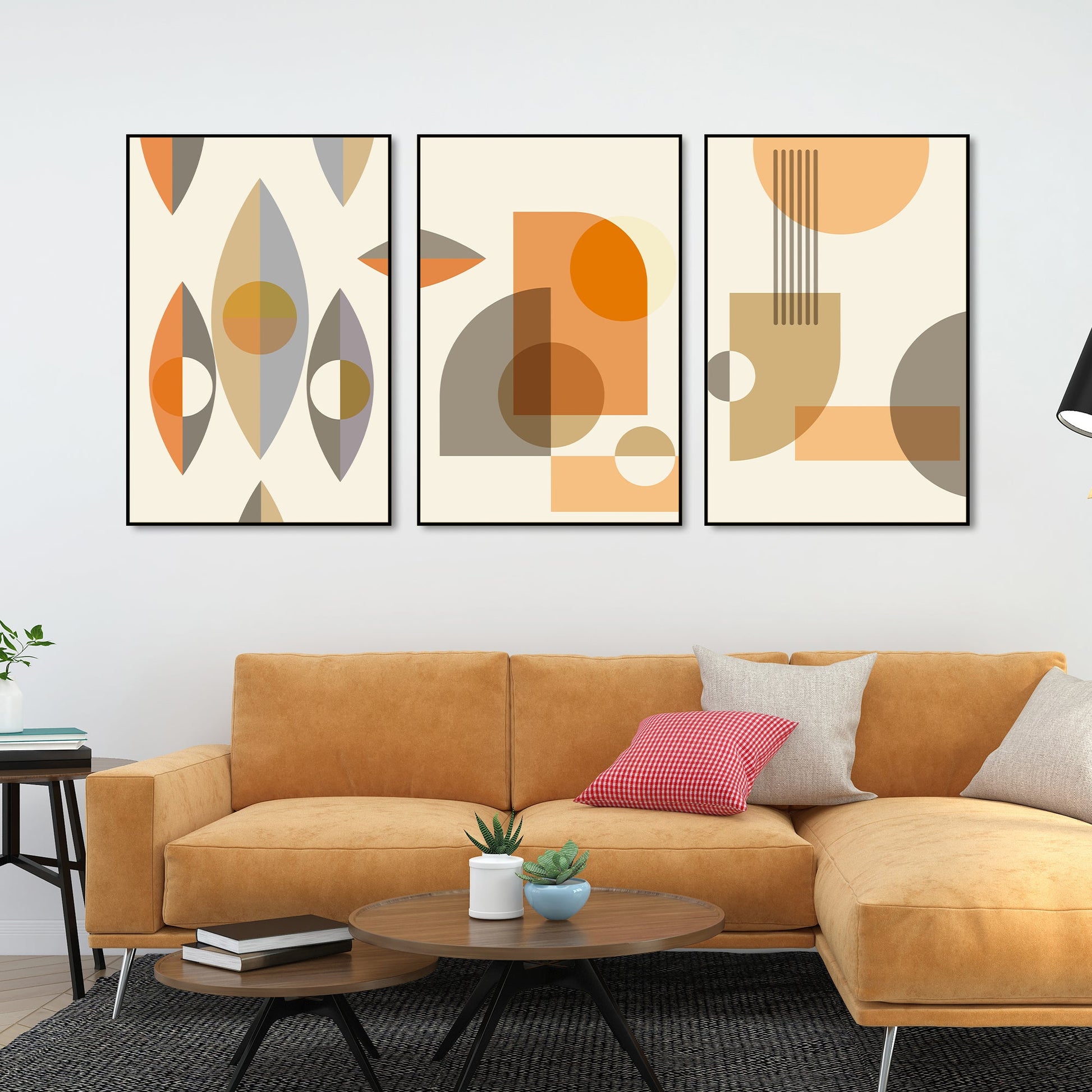 Abstract Shapes Floating Canvas Wall Painting Set of Three