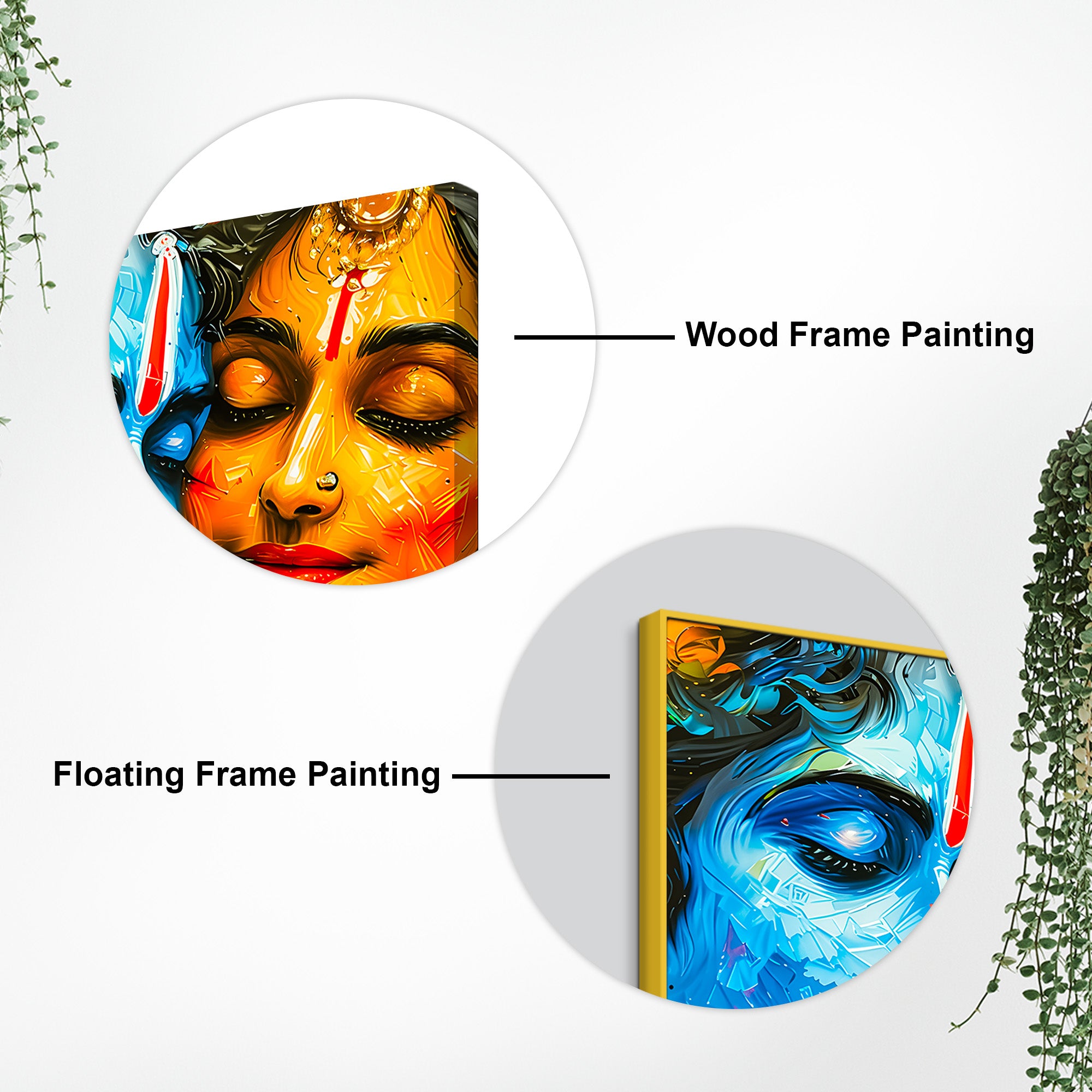 Abstract Shree Radha Krishna Face Art Canvas Wall Painting for Home Temple & Office – Modern Devotional Wall Decor