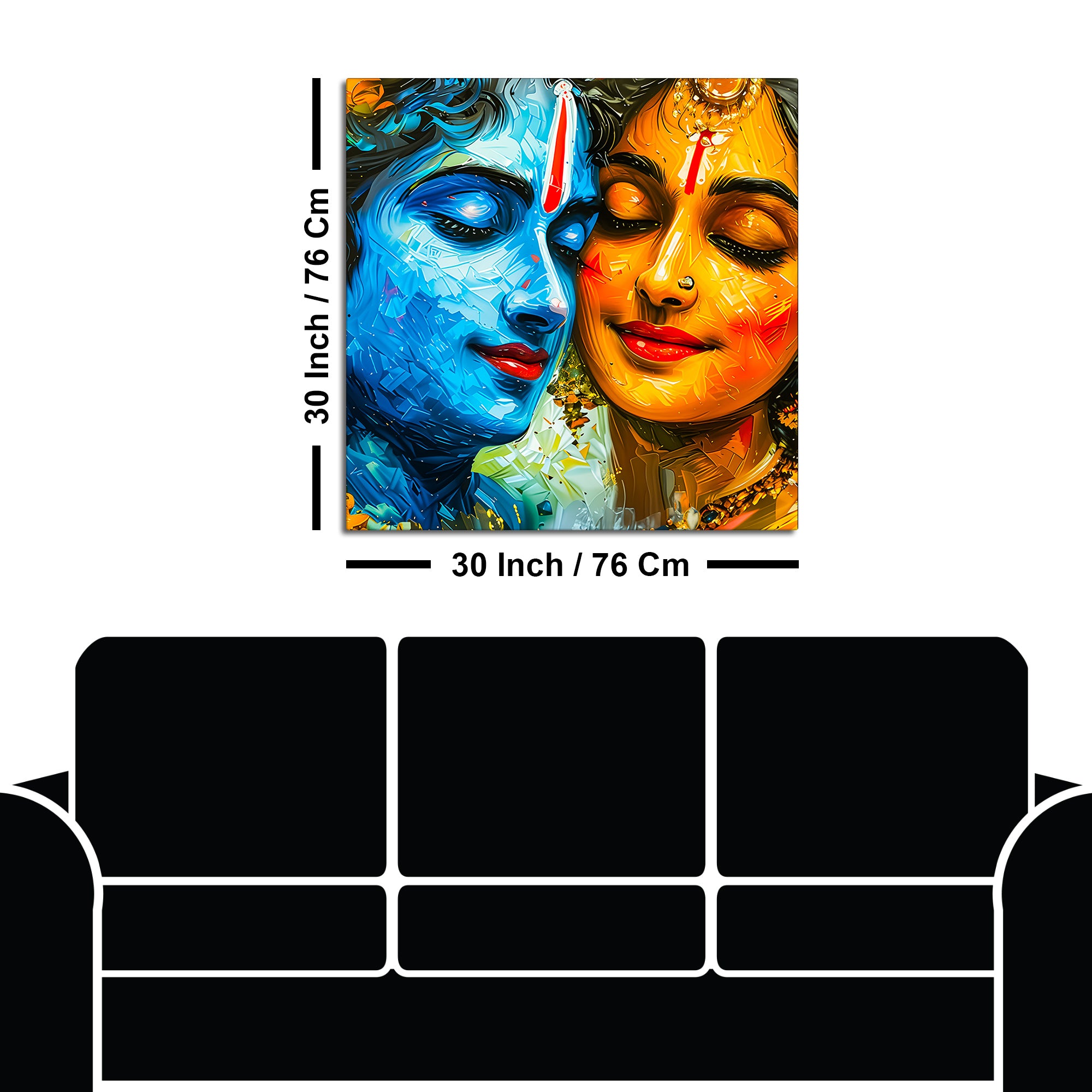 Abstract Shree Radha Krishna Face Art Canvas Wall Painting for Home Temple & Office – Modern Devotional Wall Decor