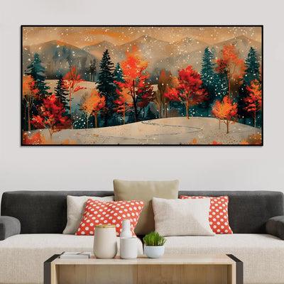 abstract-snowy-scenic-fall-forest-canvas-painting-for-home-decoration