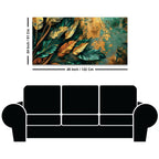 Abstract Teal & Gold Leaves Canvas Wall Painting