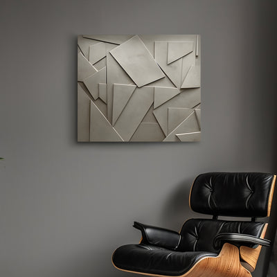 Abstract Textured 3D Wall Decor with Curved and Block Shapes