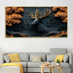 Abstract Textured Deer Canvas Painting for Living Room