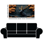 Abstract Textured Deer Canvas Painting for Living Room