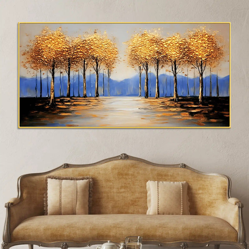 Abstract Trees Pathway Canvas Wall Art Painting for Home Decor