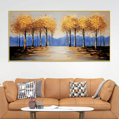 Abstract Trees Pathway Canvas Wall Art Painting for Home Decor