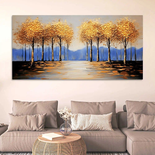 Abstract Trees Pathway Canvas Wall Art Painting for Home Decor