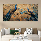 Abstract Twin Peacock Canvas Wall Art Floral Luxury Painting for Home Interiors
