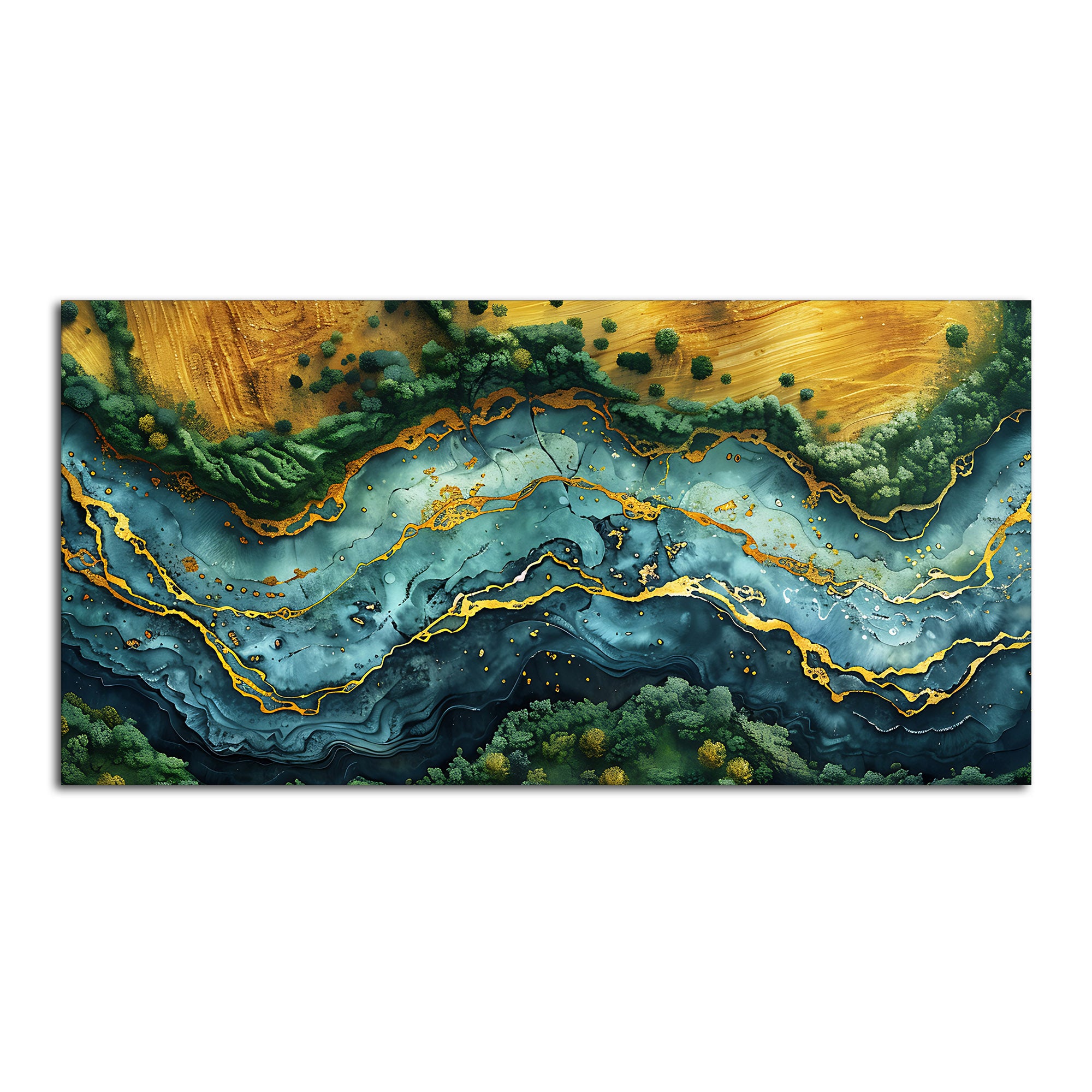 Abstract View of River Art Canvas Wooden Wall Painting