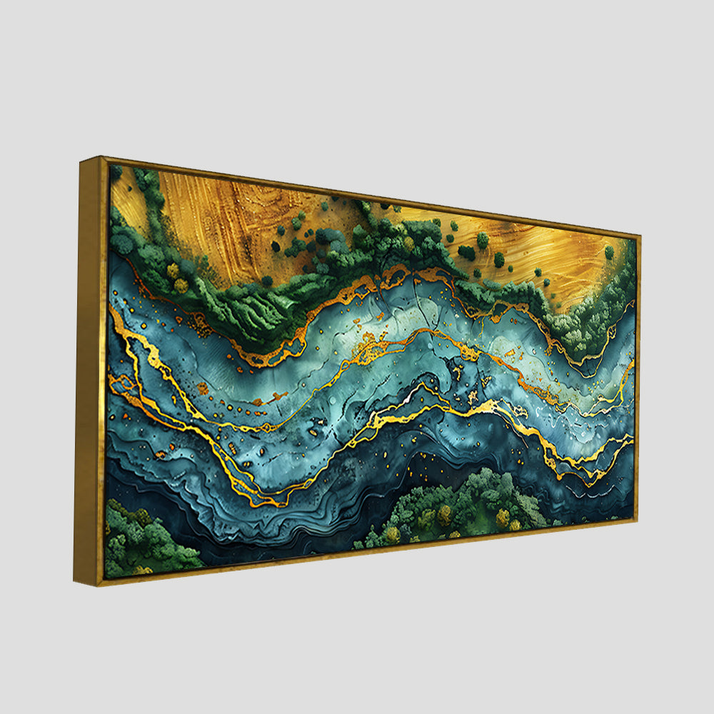 Abstract View of River Art Canvas Wooden Wall Painting