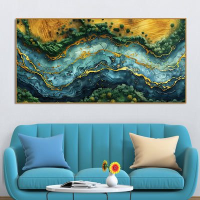 Abstract View of River Art Canvas Wooden Wall Painting