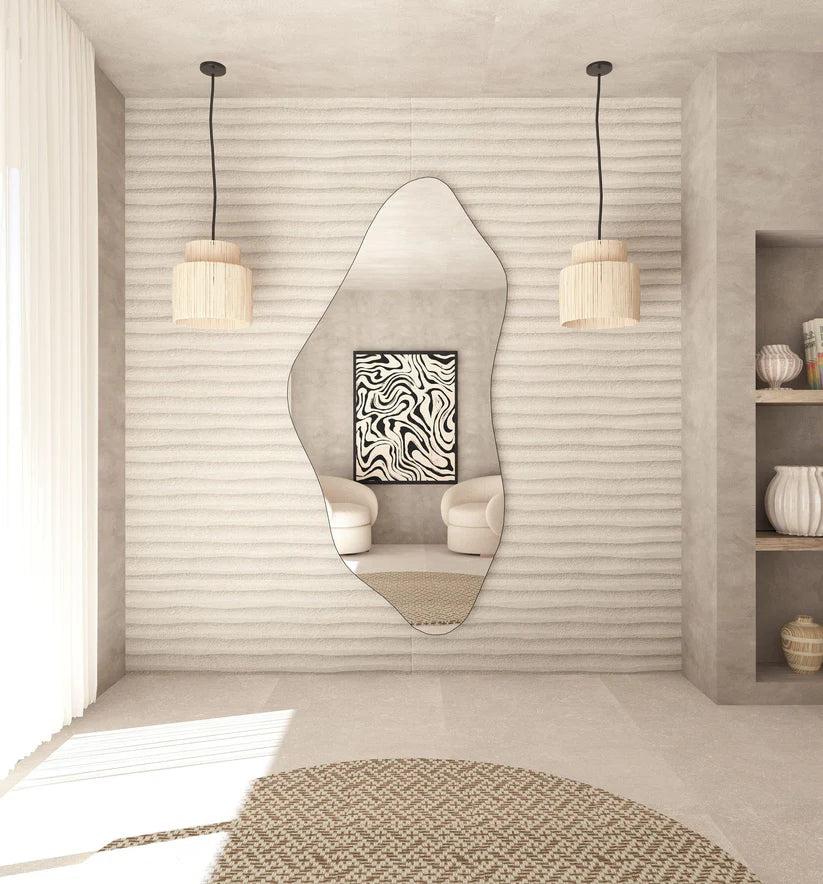 Abstract Wall Mirror in Flowing Shape Design