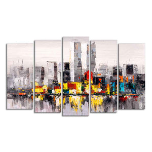 Abstract Wall Painting of A New York City Skyline Set of Five