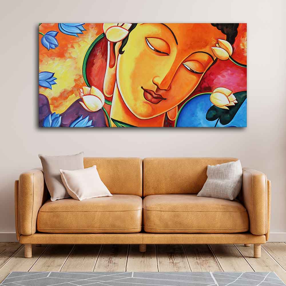 Abstract Wall Painting of Lord Spiritual Buddha