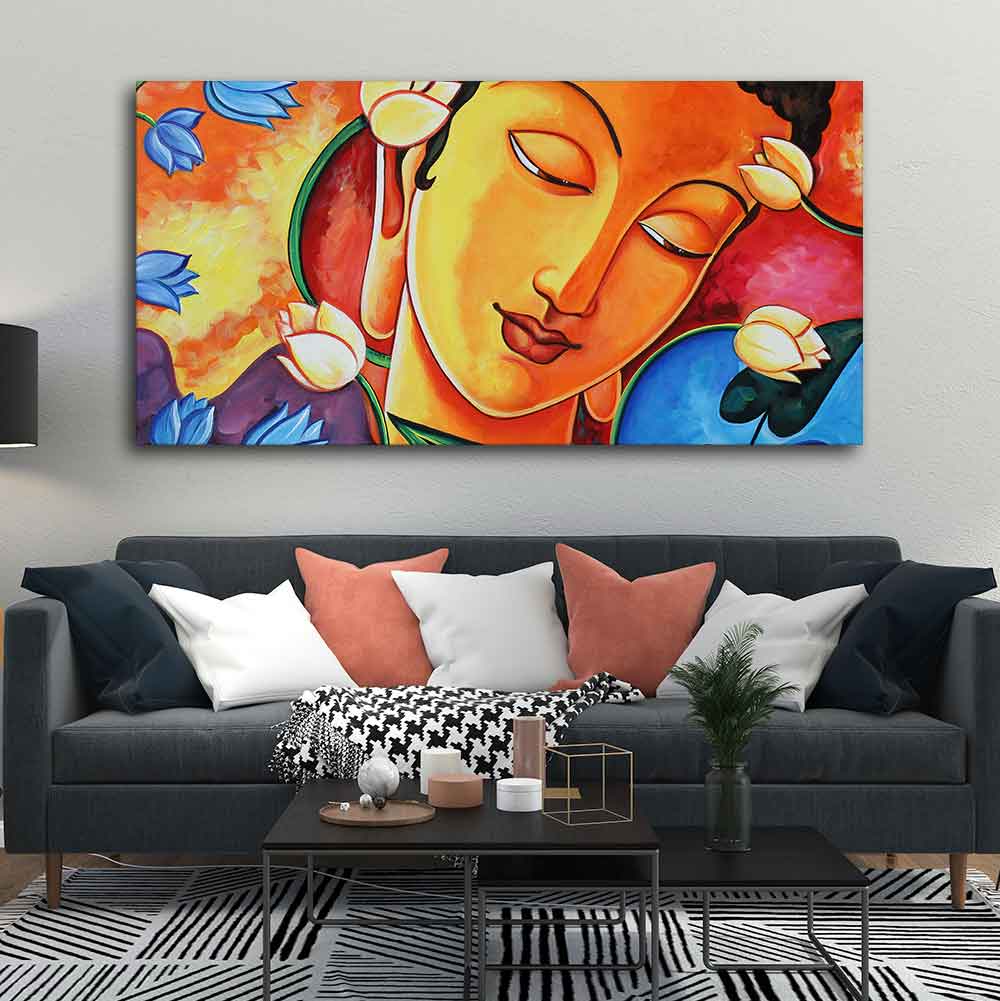 Abstract Wall Painting of Lord Spiritual Buddha