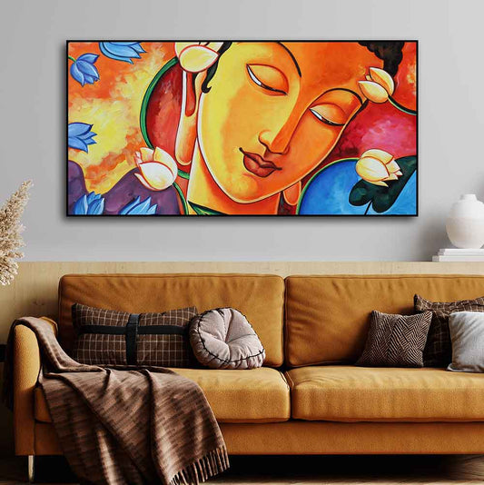 Abstract Wall Painting of Lord Spiritual Buddha