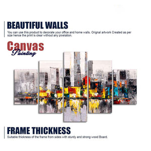 Abstract Wall Painting Skyline of New York City Five Pieces