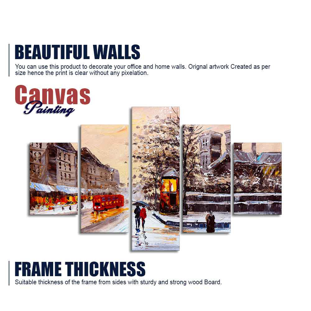 Street View of London Five Pieces Canvas Wall Painting