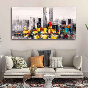 Abstract Wall Painting of A New York City Skyline